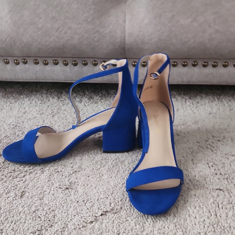 Elegant Blue Ankle Strap Heels